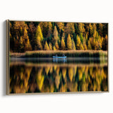 Framed canvas depicting a vintage-style Manitoba landscape in black with gold accents, ideal for bedroom wall art.