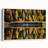 Vintage poster art of Manitoba scenery on extra large framed canvas, featuring vibrant colors against a black background.