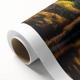 Art deco poster of Manitoba scenery in muted earth tones on rolled canvas, ideal for nursery wall art.