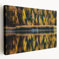 Large stretched canvas depicting a serene Manitoba, Canada landscape in earthy tones, suitable for kitchen wall art.