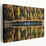 Large stretched canvas depicting a serene Manitoba, Canada landscape in earthy tones, suitable for kitchen wall art.