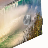 Acrylic print of a serene Ontario landscape in muted greens and blues, suitable for bedroom or dining room decor.