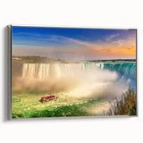 Framed canvas depicting a vintage-style landscape of Ontario, Canada, with muted earth tones and silver frame.