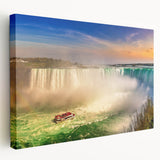 Scenic Ontario landscape on large stretched canvas, featuring lush greenery and serene lake, suitable for kitchen wall art.