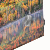 Large abstract wall art of Quebec scenery in muted earth tones on acrylic glass, ideal for dining room art.