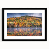 Extra large abstract art print of colorful Quebec scenery, textured finish on a black framed canvas.