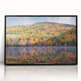 Large abstract wall art depicting a stylized Quebec scenery in muted colors on a framed acrylic.