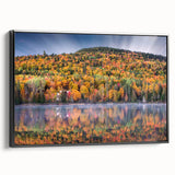 Black and white landscape art painting of Quebec scenery on framed canvas, ideal for bedroom wall decor.