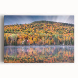 Black and white stretched canvas of Quebec scenery, ideal for kitchen wall art.