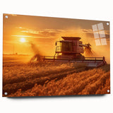 Acrylic glass print of a serene Saskatchewan landscape in soft earth tones, ideal for dining room decor.