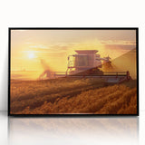 Large abstract wall art of a Saskatchewan scenery in muted earth tones, framed in black acrylic.