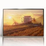 Mid-century modernist art of Saskatchewan scenery in acrylic, with silver frame, ideal for modern art wall decor.