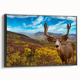Black and white framed canvas of Yukon landscape, ideal for bedroom wall art with a vintage poster style.