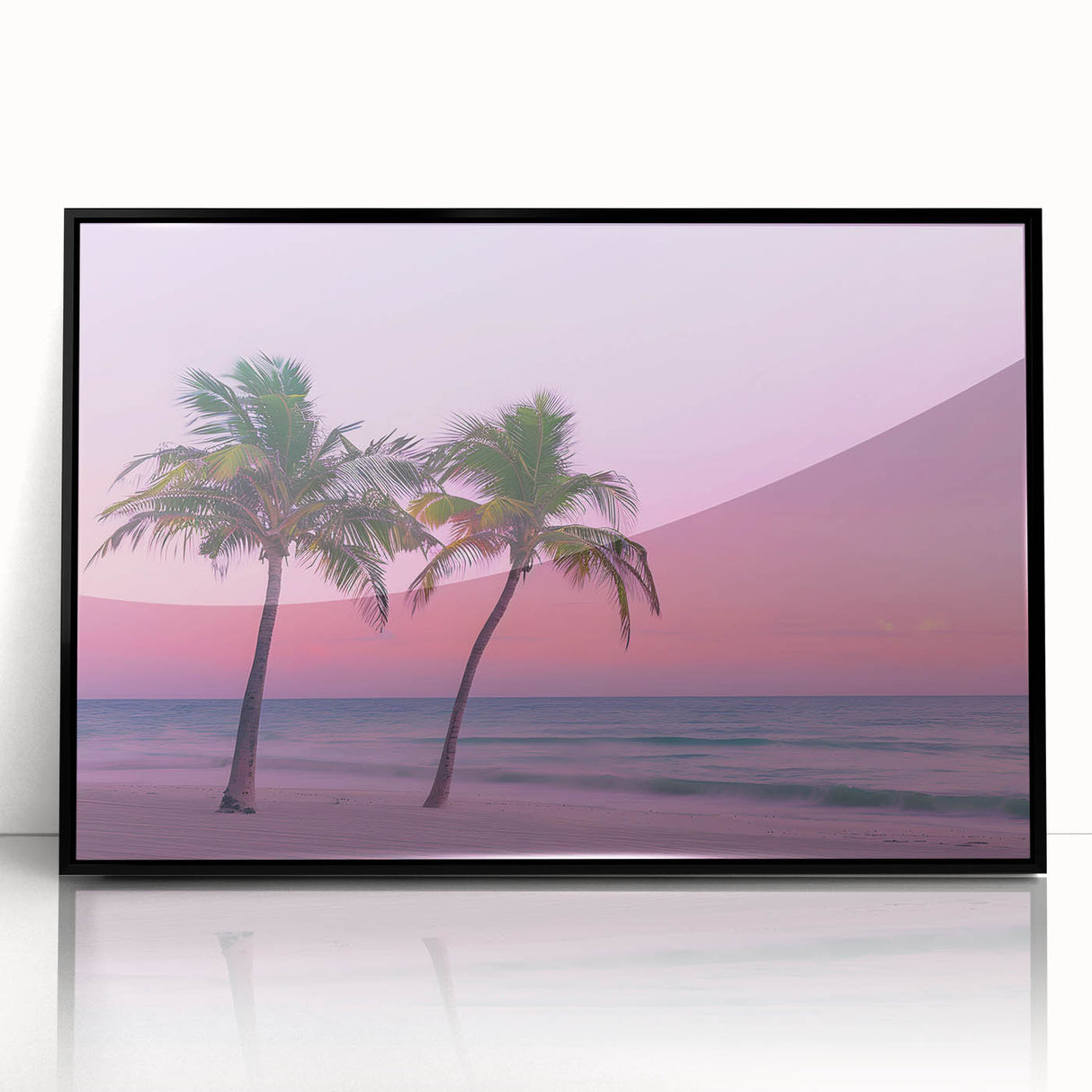 Large abstract wall art depicting Caribbean scenery on a framed acrylic, with vibrant blue and green tones.