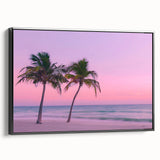 Black and white landscape art painting of a Caribbean beach on framed canvas, ideal for bedroom decor.