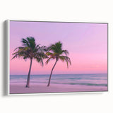 Framed canvas depicting a vintage Caribbean Barbados landscape in vibrant colors.