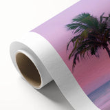 Art deco poster of a Caribbean Barbados scenery in pastel shades on rolled canvas, ideal for nursery wall art.