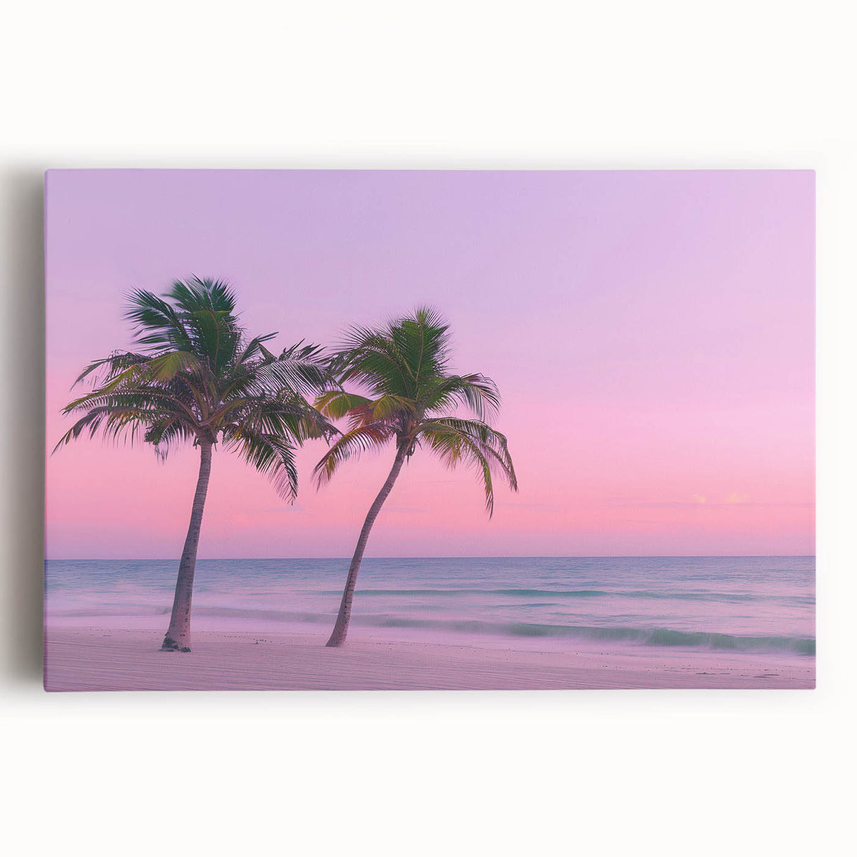 Black and white photograph of a Caribbean beach on stretched canvas, suited for kitchen wall art or bedroom decor.