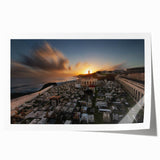 Extra large rolled print of a Caribbean scenery in vibrant blue and green tones, suitable as art wall dining room.