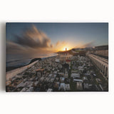 Black and white stretched canvas of a serene Caribbean seascape, ideal for kitchen wall art or bedroom ambiance.