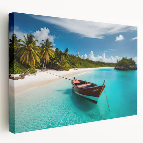Large stretched canvas featuring a serene Costa Rican landscape in soft green and blue tones, ideal for kitchen wall art.