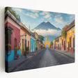 Large stretched canvas depicting a vibrant Central American landscape, ideal for kitchen wall art.