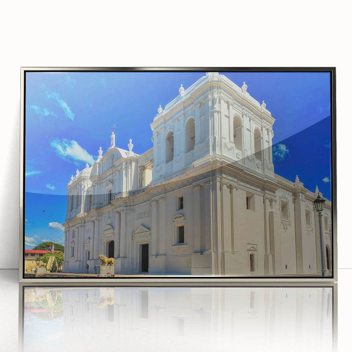 Framed acrylic print of a serene Nicaragua landscape in muted earth tones, suitable for modern art wall decor.