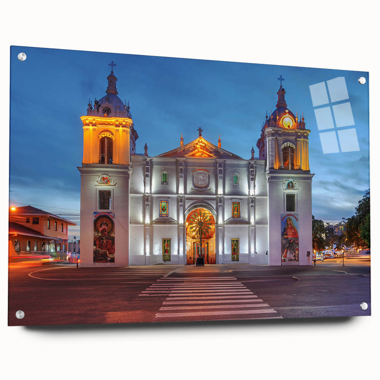 Large abstract wall art of Central America scenery in Panama, depicted in muted earth tones on acrylic glass.