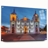 Large abstract wall art of Central America scenery in Panama, depicted in muted earth tones on acrylic glass.