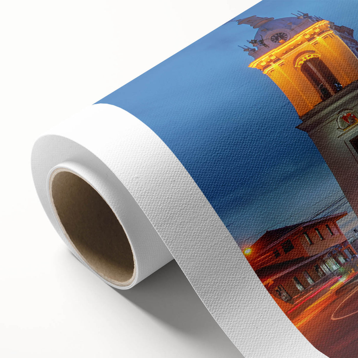 Art deco poster of Central America scenery in soft pastel shades on rolled canvas, ideal for nursery wall art.