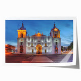 Panoramic view of Central America with vibrant green hues on a rolled canvas, suitable for art wall dining room.