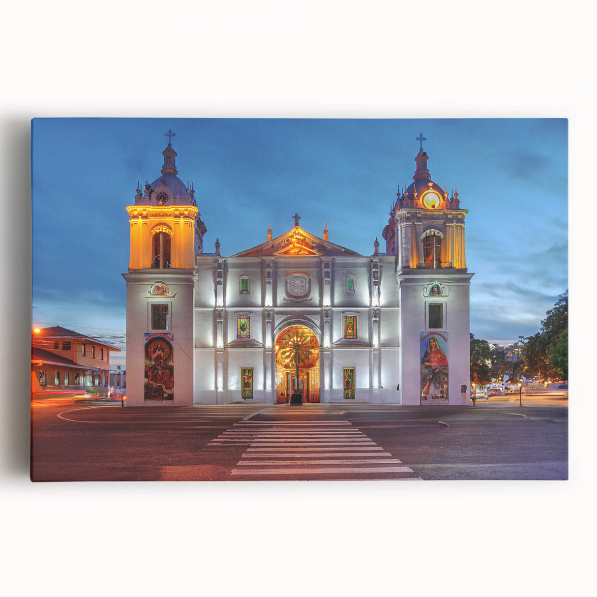 Black and white panoramic image of Panama landscape on stretched canvas, ideal for kitchen wall art.