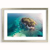 Textured abstract art print of an Albanian landscape in muted earth tones on a framed silver mat, ideal for bedroom decor.