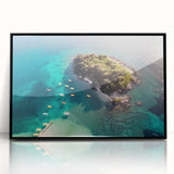 Large abstract wall art depicting a European Albanian landscape in muted earth tones on a framed acrylic.