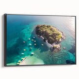 Black and white framed canvas of a vintage Albanian landscape, ideal for bedroom wall art.