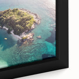 Black wall art featuring a textured, colorful European scenery on a framed canvas, ideal for living room decor.