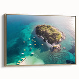 Framed canvas featuring a vintage-style landscape painting of Albania, with muted earth tones, ideal for bedroom wall art.