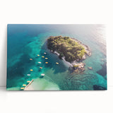 Black and white stretched canvas of a European Albanian scenery, ideal for kitchen wall art.