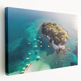 Large wall art on canvas featuring a serene Albanian landscape in muted earth tones, ideal for kitchen wall decor.