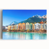 Black and white stretched canvas featuring a scenic European landscape, ideal for kitchen wall art or bedroom ambiance.
