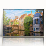 Large art print of a European Belgian landscape in muted earth tones on a framed acrylic, ideal for modern art wall decor.