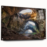 Acrylic print of a Bulgarian landscape in muted earth tones, ideal for dining room decor.