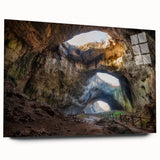 Large abstract acrylic print depicting a European scenery in muted earth tones, ideal for bedroom or dining room art.