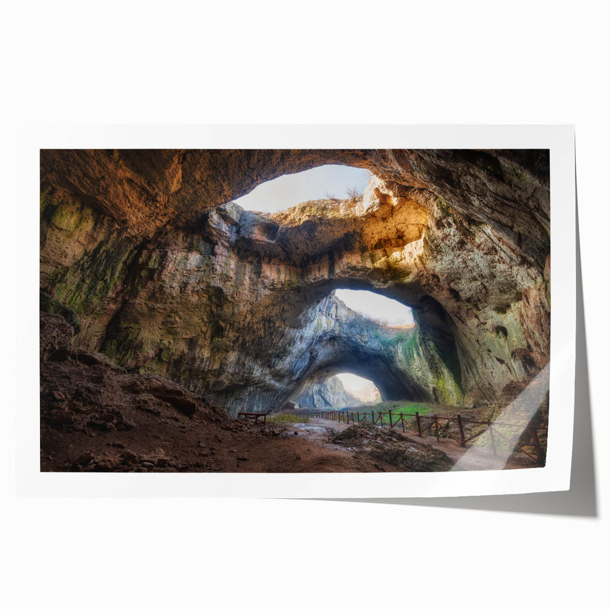 Rolled print of a Bulgarian landscape with muted green and earth tones, ideal for art wall dining room.