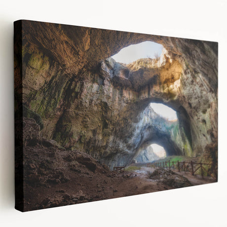 Large art depicting a Bulgarian landscape on stretched canvas, with muted earth tones, ideal for kitchen wall decor.