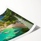 Extra large wall art featuring line art flowers in muted colors on a rolled print, ideal for large living room decor.