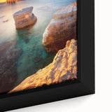 Extra large framed canvas featuring a textured, colorful depiction of a European Cyprus landscape.