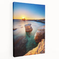 Side view of a stretched canvas depicting a scenic European landscape in Cyprus, ideal for kitchen wall art.