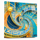 Acrylic print of Prague skyline in muted earth tones, ideal for dining room decor.