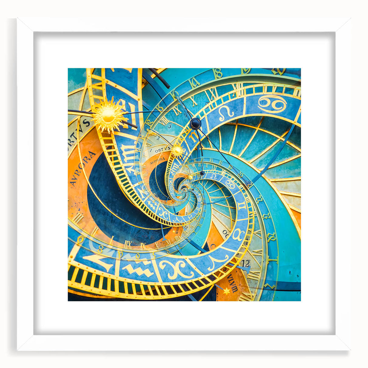Textured art print of Prague scenery in abstract style, with muted earth tones on a framed white mat, ideal for bedroom art.